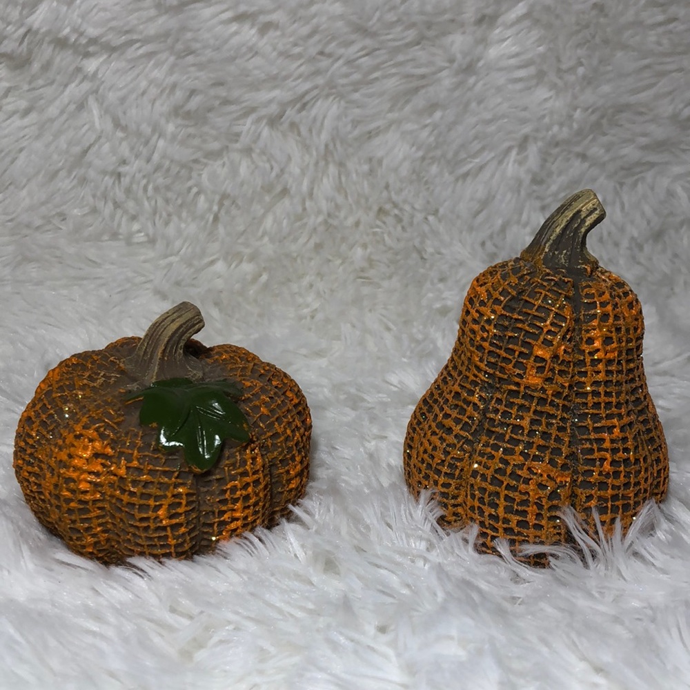 🎃💚 Sparkly Pumpkin 3” & Squash 4.25” Set 🎃💚 NWT